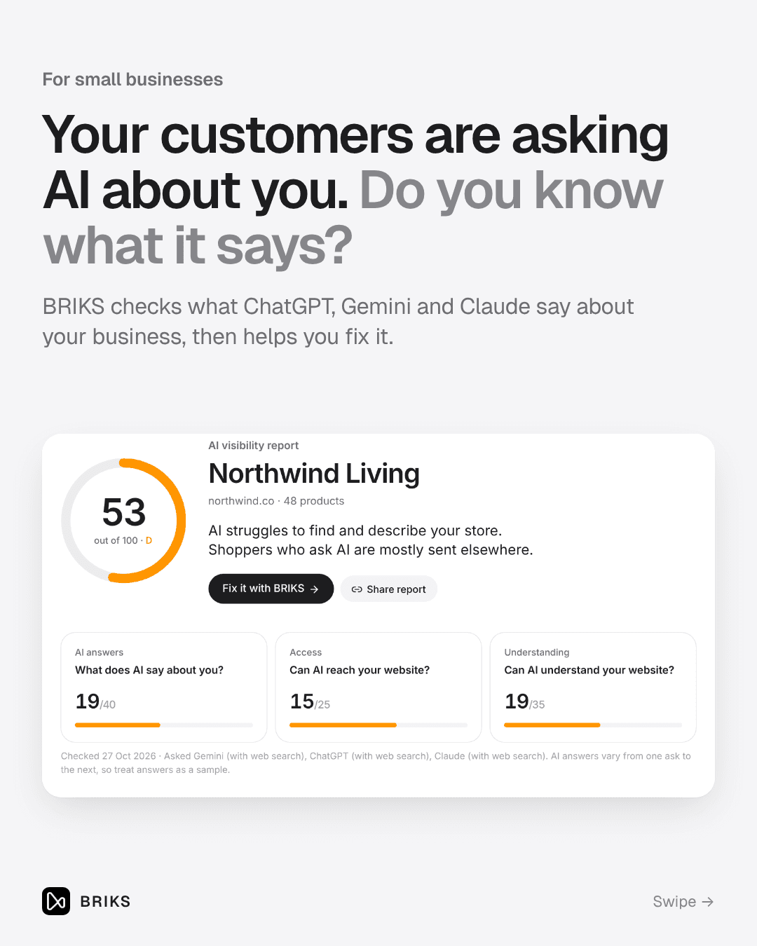 AI visibility report: what ChatGPT, Gemini and Claude say about your business