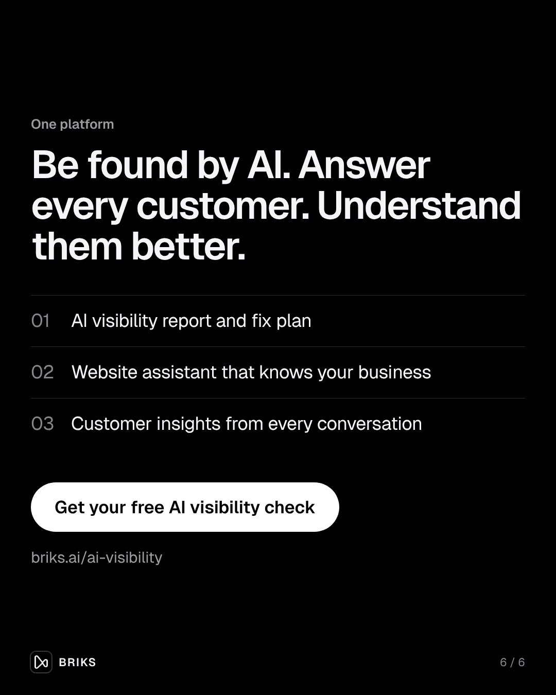 BRIKS: be found by AI, answer every customer, understand them better